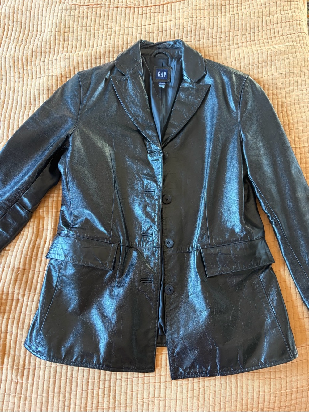 Vintage GAP Leather Jacket Black, size XS